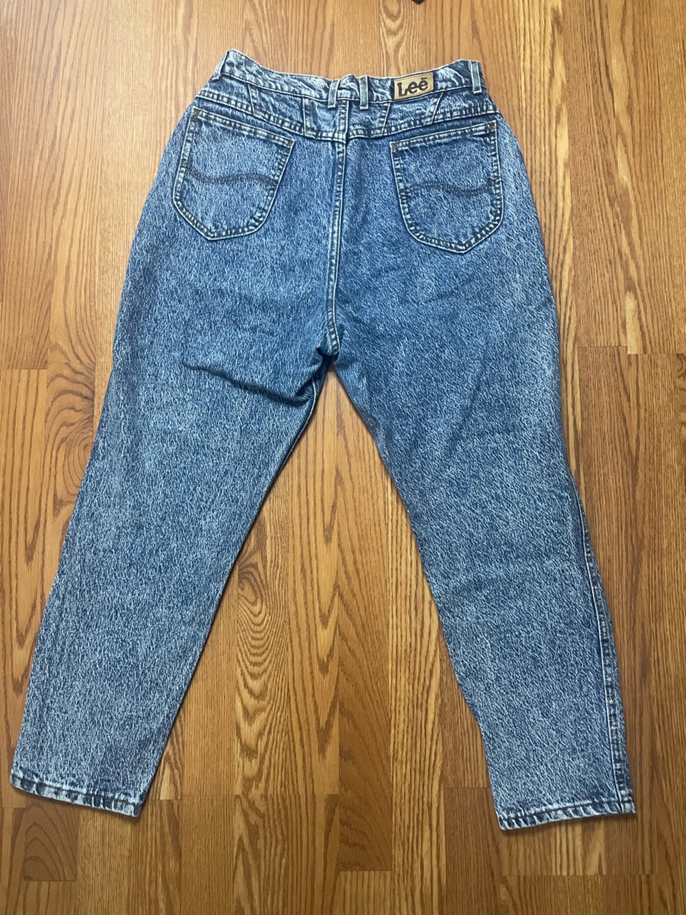 Vintage Lee High Waisted Acid Wash Mom Jeans Size 16 Petite 32x28 - Picture 7 of 14